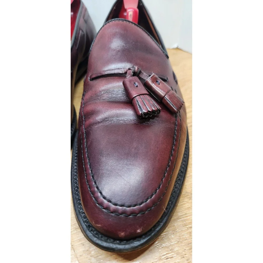 Allen Edmonds Grayson Burgundy Leather Tassel Loafers Mens 10.5 B 8217 Dress